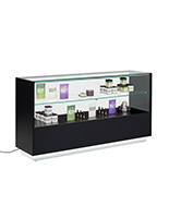 Glass showcase counter with black finish