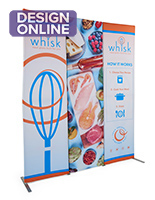 Fabric banner display stand with environmentally friendly graphics