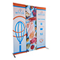 Fabric banner display stand with pillowcase finish