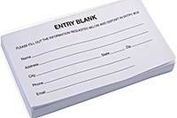 A pad of blank generic entry forms