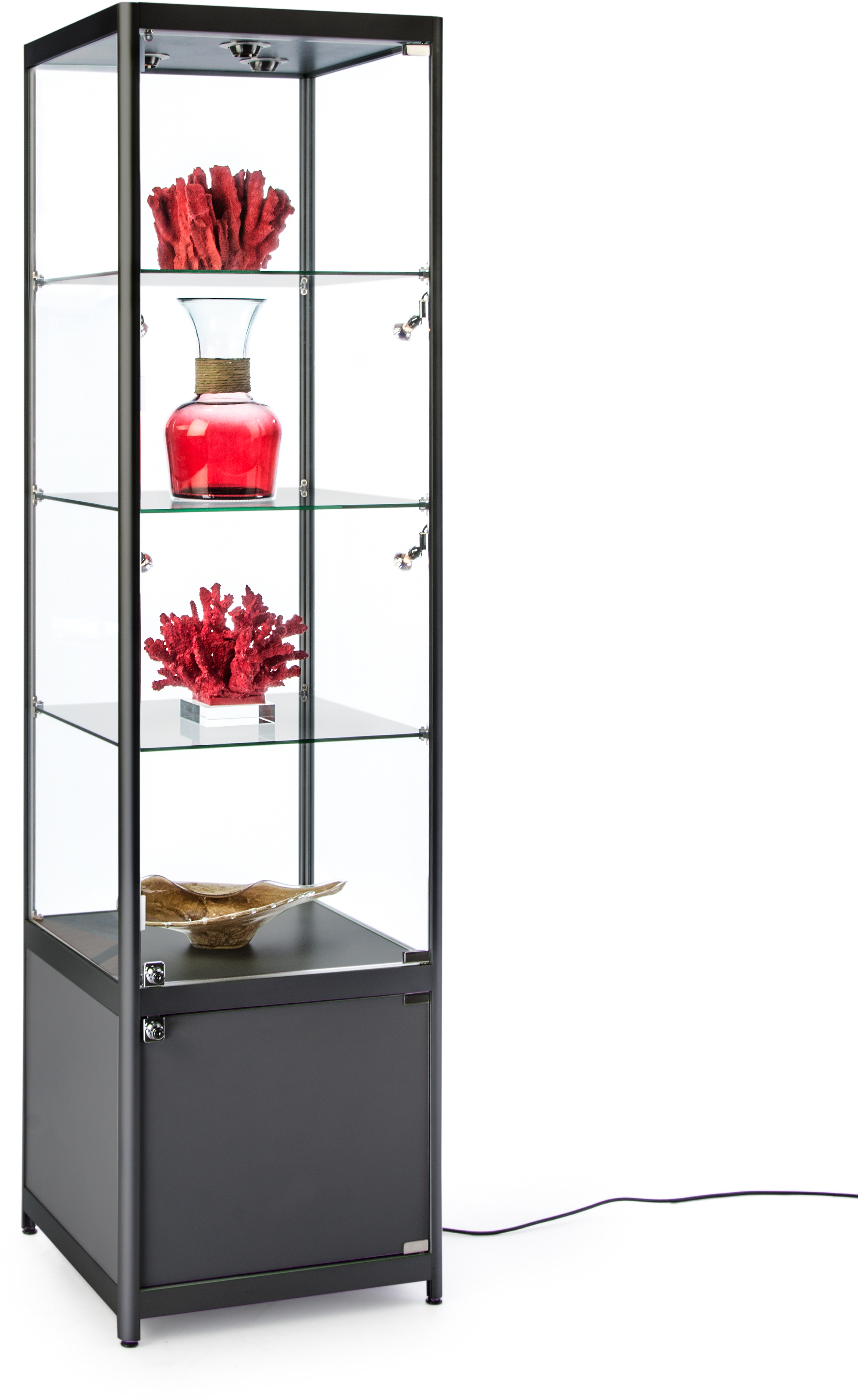Black Illuminated Tower Display | Tempered Glass | Displays2Go