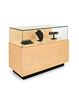 Wooden display counter with laminated finish
