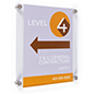 Acrylic wall mount sign holder with standoffs and clear plastic construction 