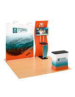 Complete trade show display setup with portable counter