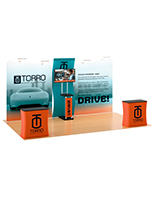 Trade show media display kit with branded counters