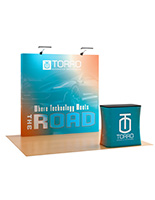 Portable pop up booth with 8 foot backwall