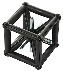 Corner cube connector for a trade show truss system