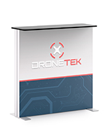 Custom illuminated trade show counter for floor standing placement