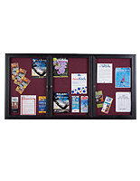 72 x 36 Enclosed Bulletin Board with 3 Locking Doors - Black with Maroon Fabric