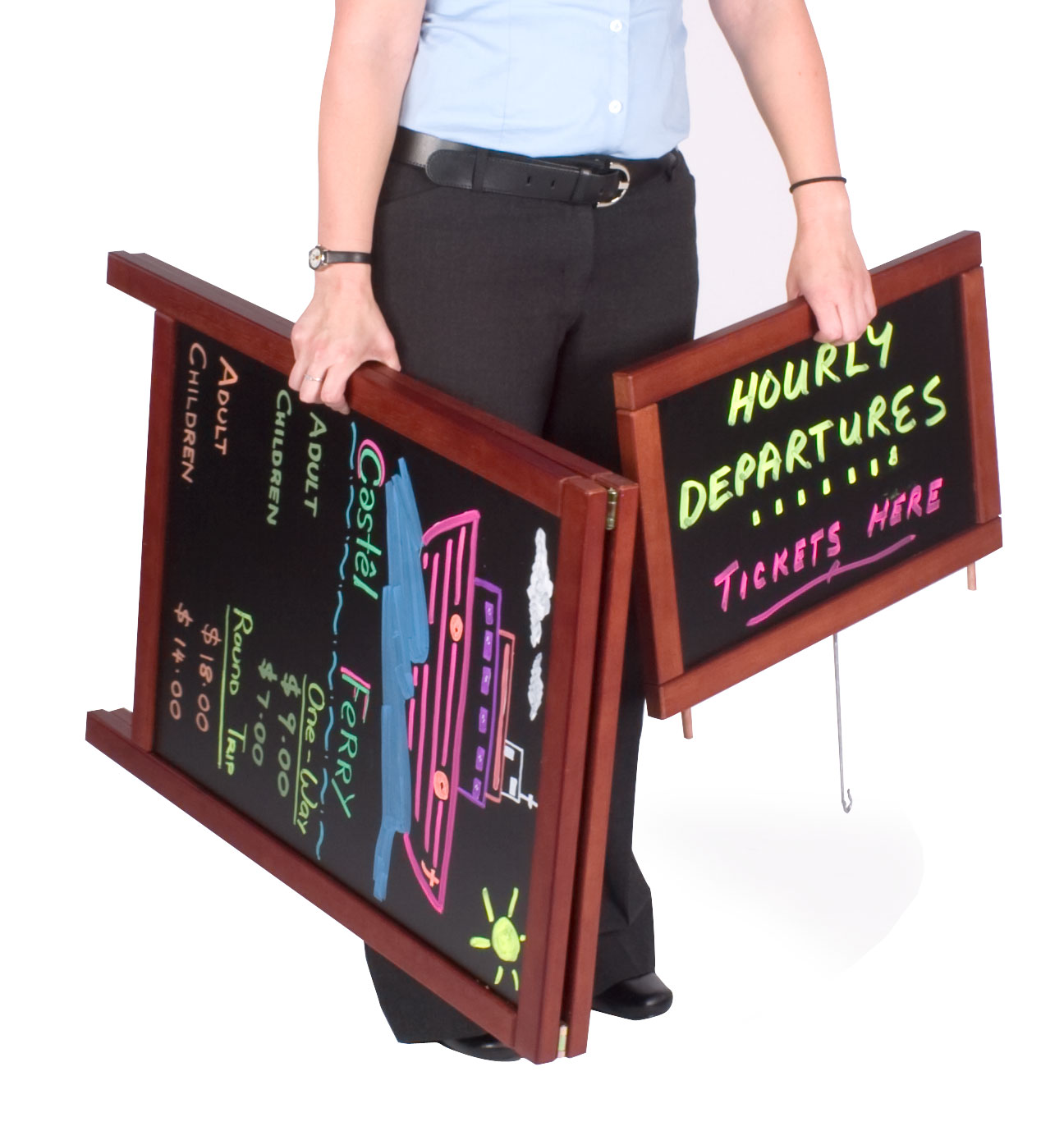 19 X 27 Write-On Board A-Frame, Chalk & Wet Erase, Double Sided, Header - Black - Image 3