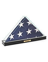 Personalized plaque flag display with UV protected glass