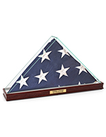 Commemorative American flag display with 4 inch x .75 inch plaque