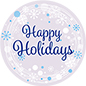 12" x 12" round "Happy Holidays" floor decal with silver background