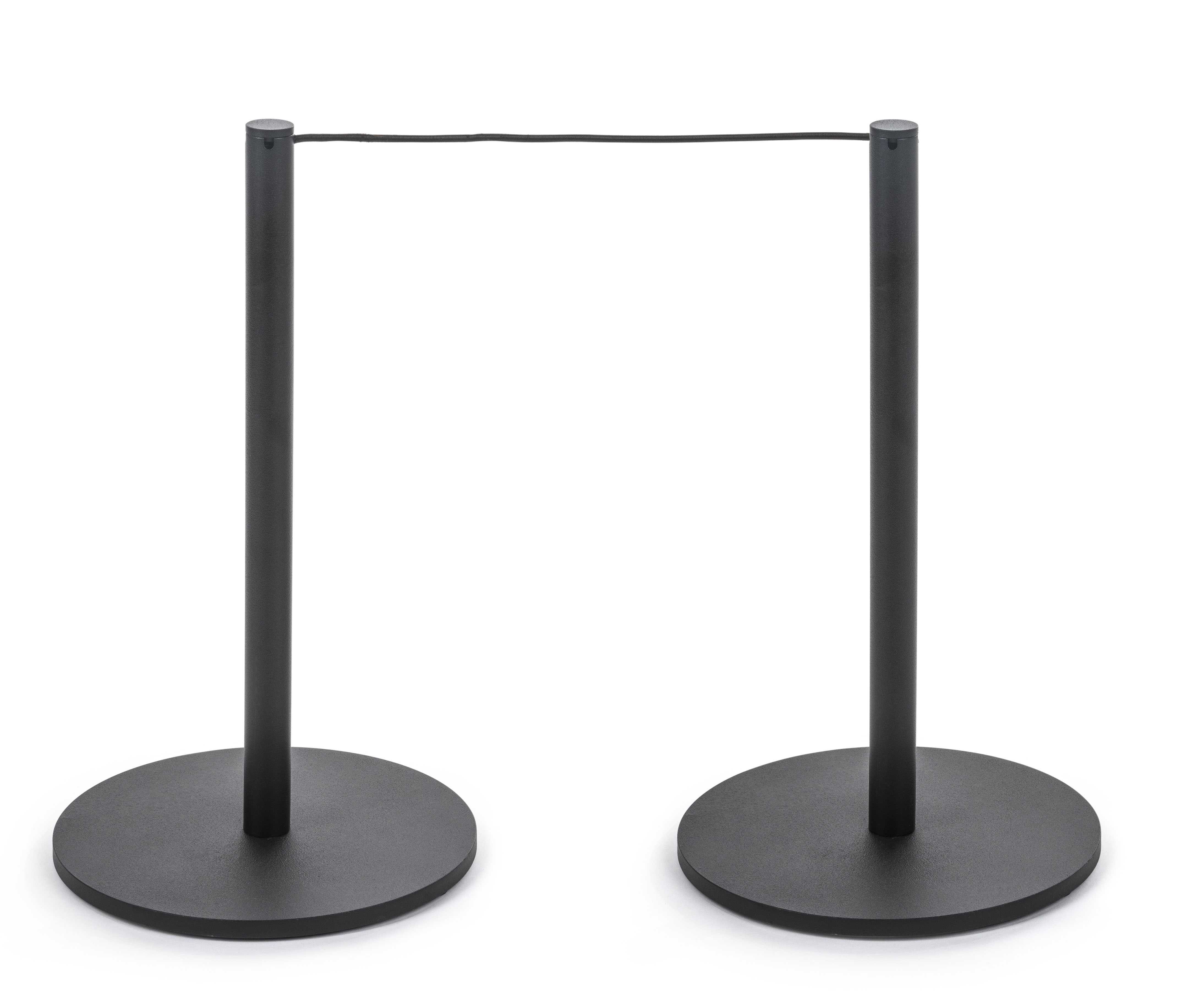 Set of (6) QueuePole Slim 16” Stanchion Posts w/ 50’ Black Elastic Cord - Black - Image 3