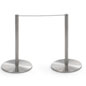 Set of (6) QueuePole Slim 16” Stanchion Posts w/ 50’ Gray Elastic Cord - Silver - Image 7