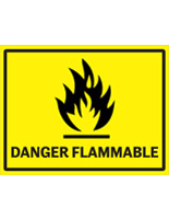 Flammable industrial danger sign with pictogram and text