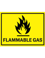 Yellow flammable gas industrial warning sign