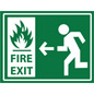 Vinyl non-slip safety fire exit sign with text and pictograms