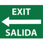Green and white bilingual exit safety decal sticker