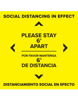 English Spanish bilingual distancing floor decal with pre-printed graphics