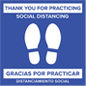 24" bilingual social distancing floor sticker with stock messaging