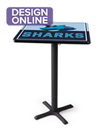 Square printed custom high top tables with custom printed logo