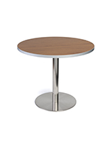 Dining height lunchroom bar table in dark wood laminate
