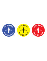 Physical distancing "shop smart" floor decal in multiple colors
