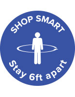 36" round physical distancing "shop smart" floor decal 