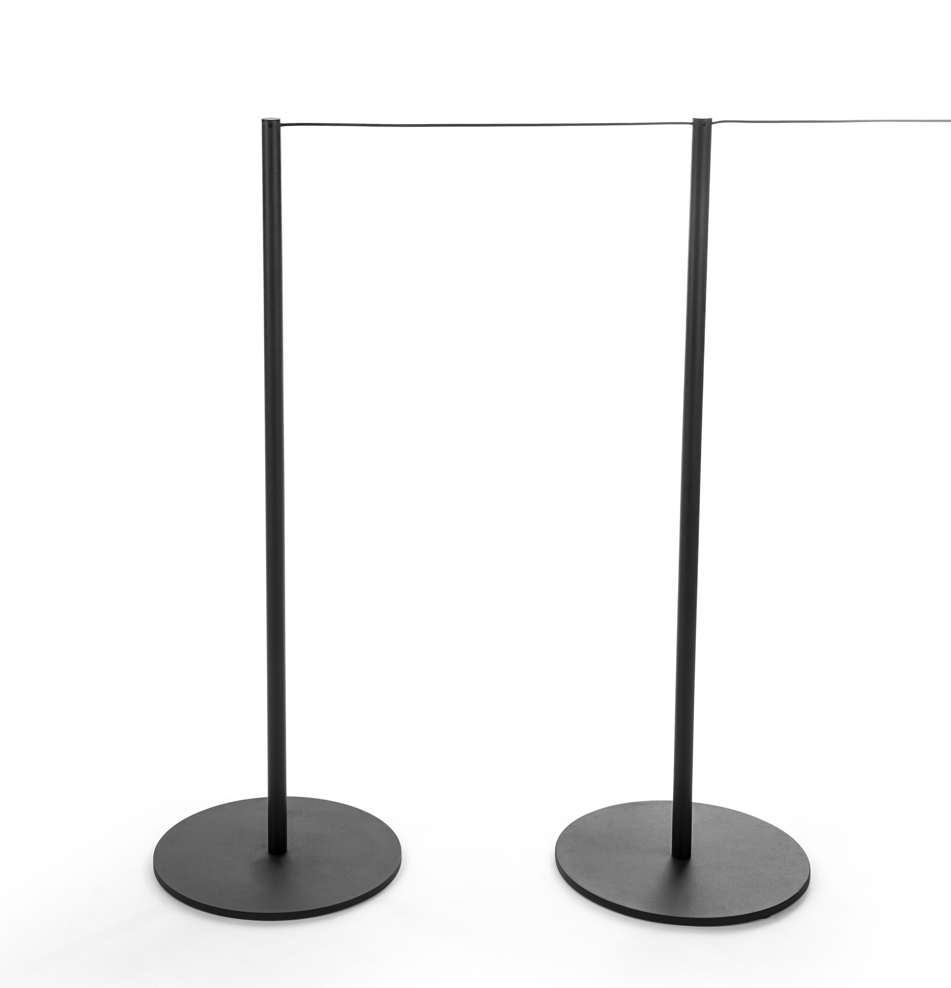 Set of (8) QueuePole Slim 39” Stanchion Posts w/ 100’ Black Elastic Cord - Black - Image 3