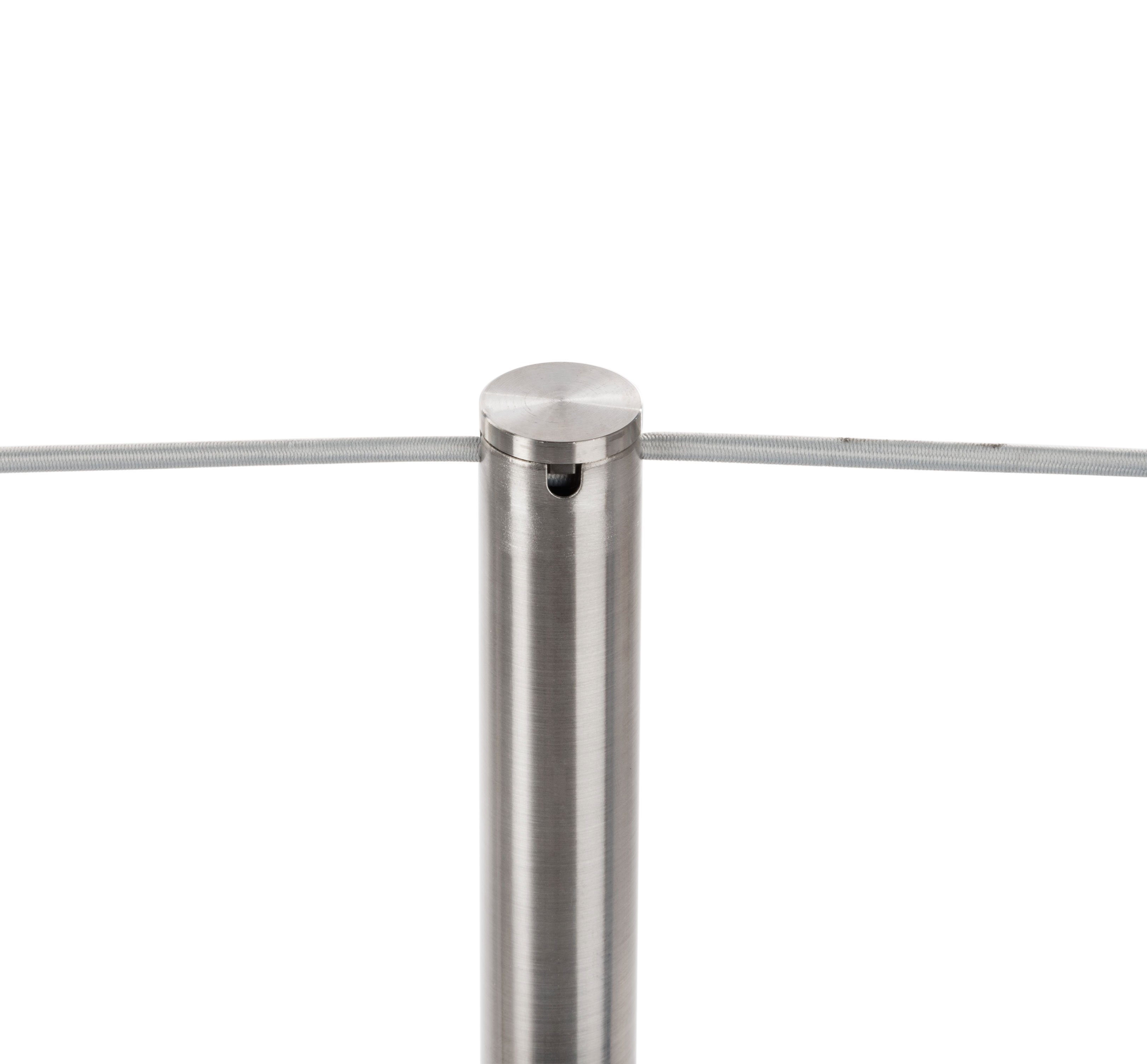 Set of (8) QueuePole Slim 39” Stanchion Posts w/ 100’ Gray Elastic Cord - Silver - Image 5
