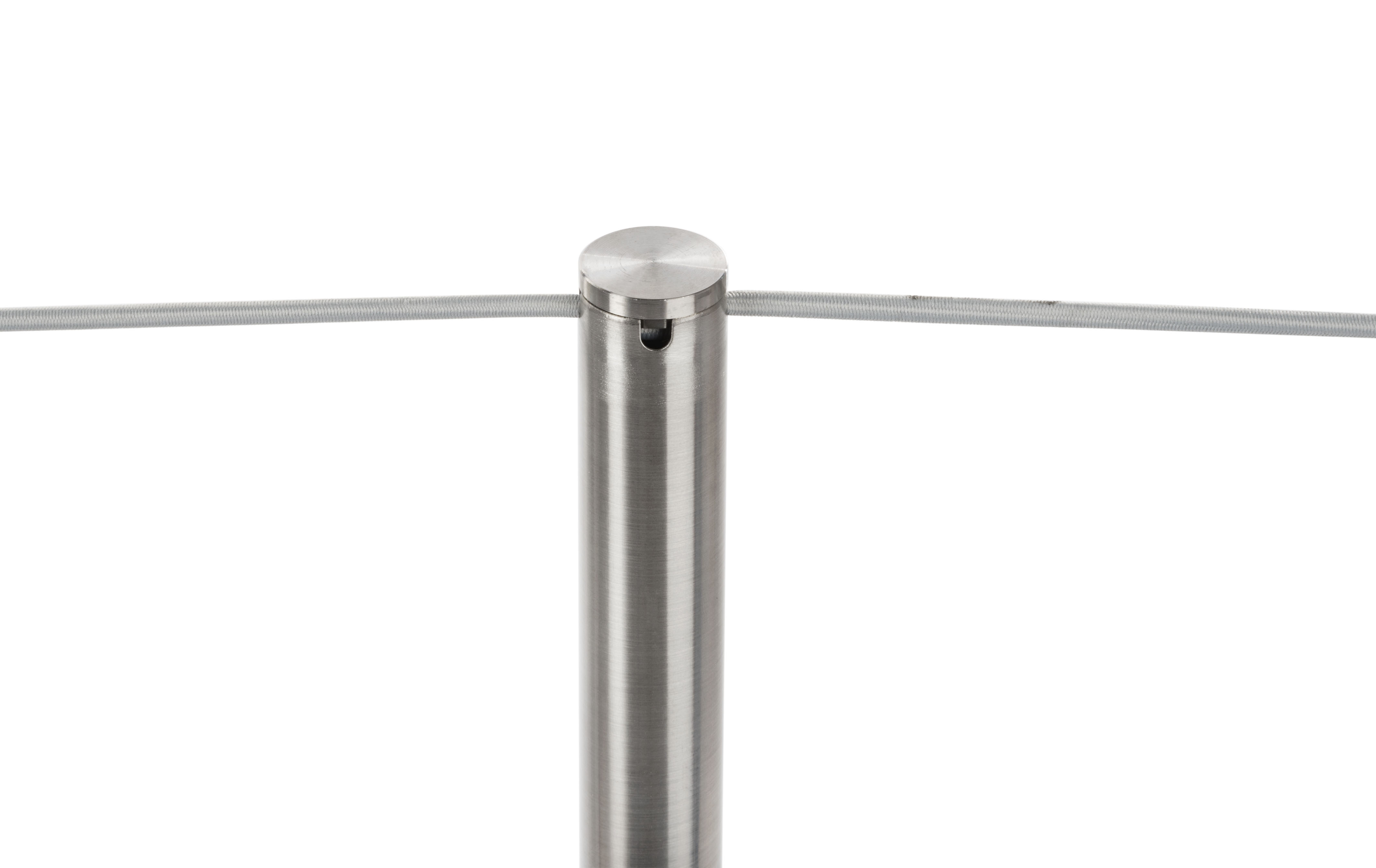 Set of (10) QueuePole Slim 39” Stanchion Posts w/ 100’ Gray Elastic Cord - Silver - Image 5