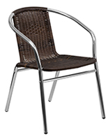 Aluminum rattan restaurant stacking chair with contemporary design