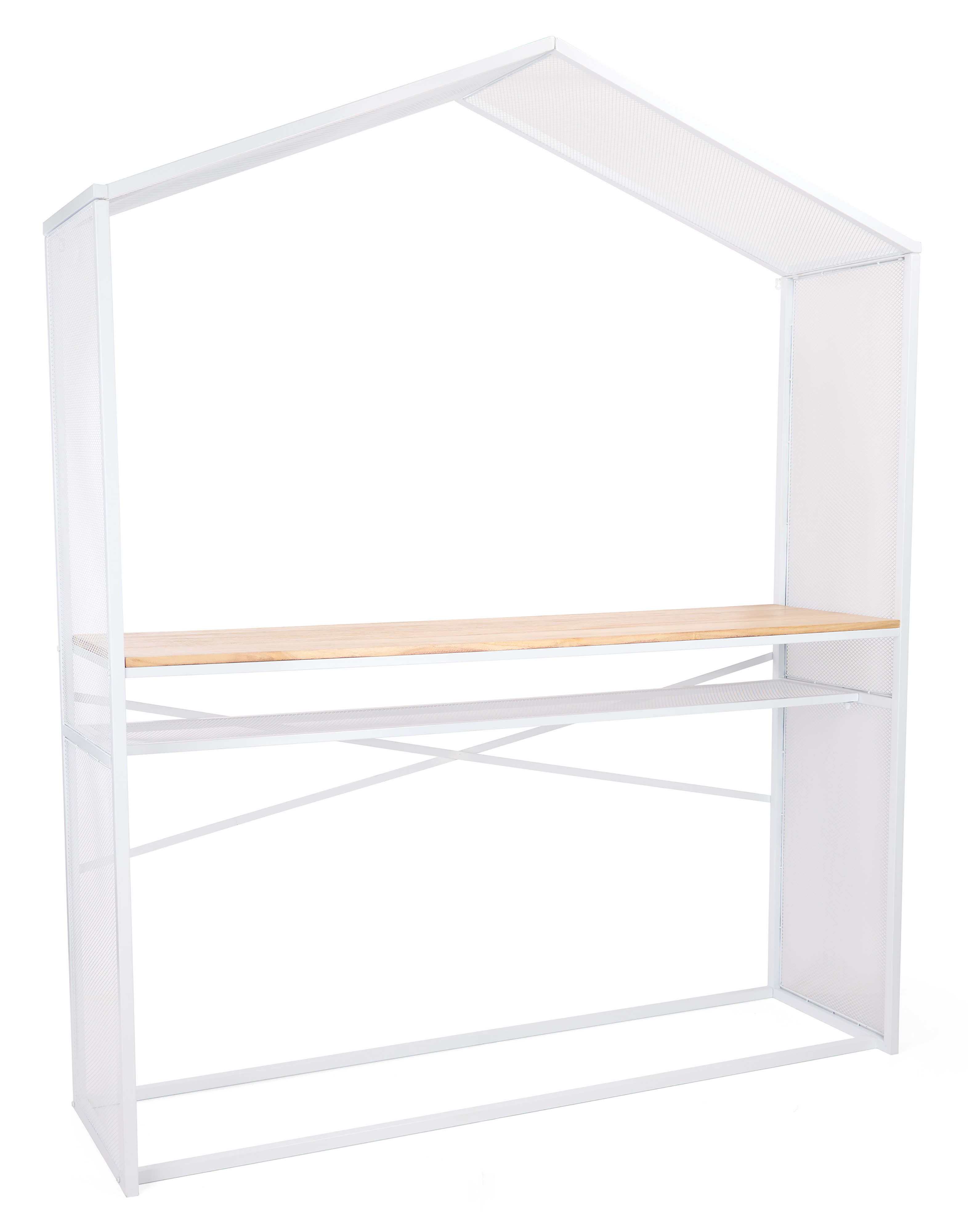 Counter Height Bar Table | White Frame w/ Paulownia Wood Counter ...
