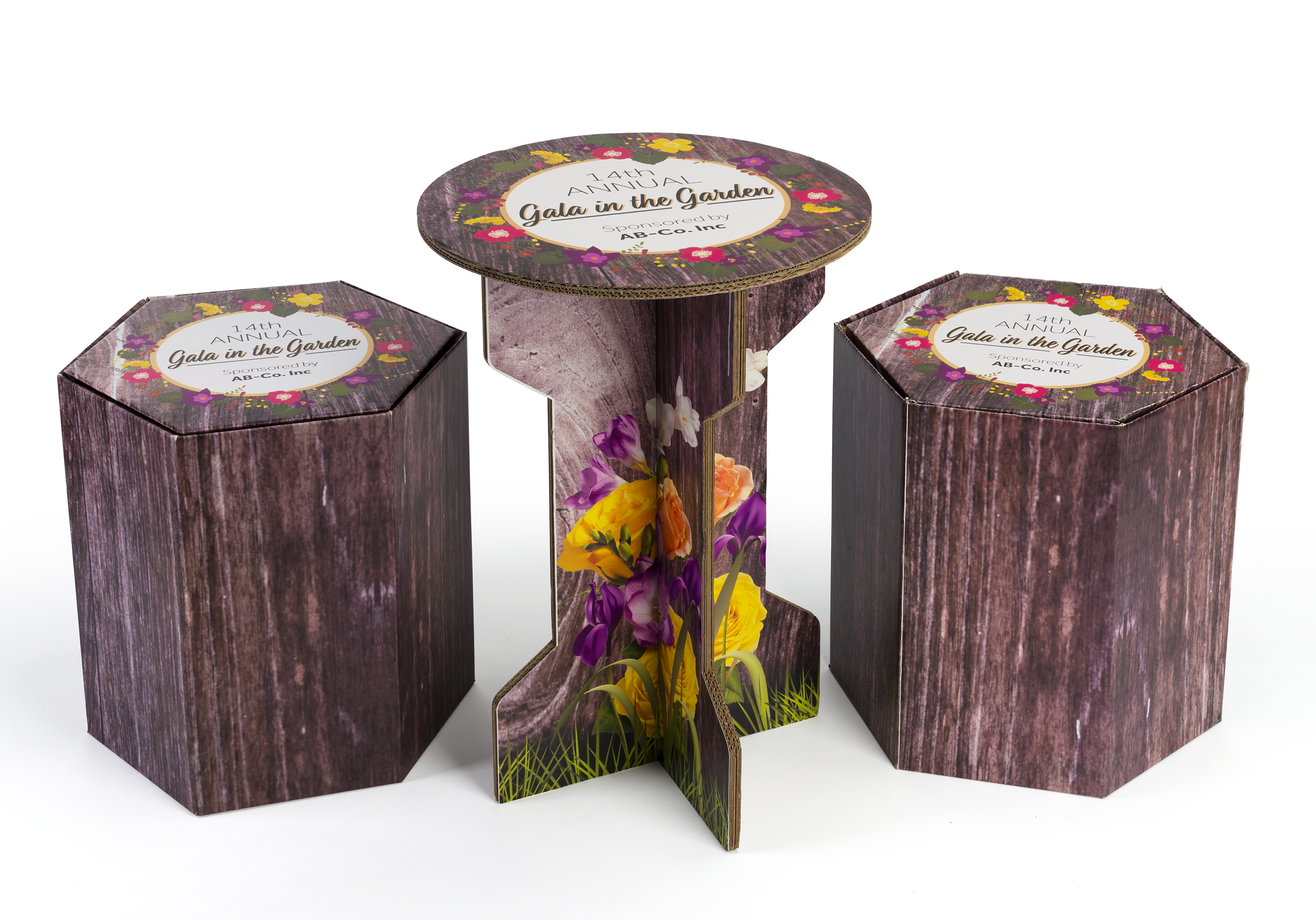 Branded Cardboard Event Table Set | Custom Printed 3-Piece Set ...