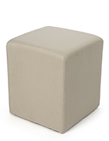 Soft seating cube with woven natural fabric upholstery