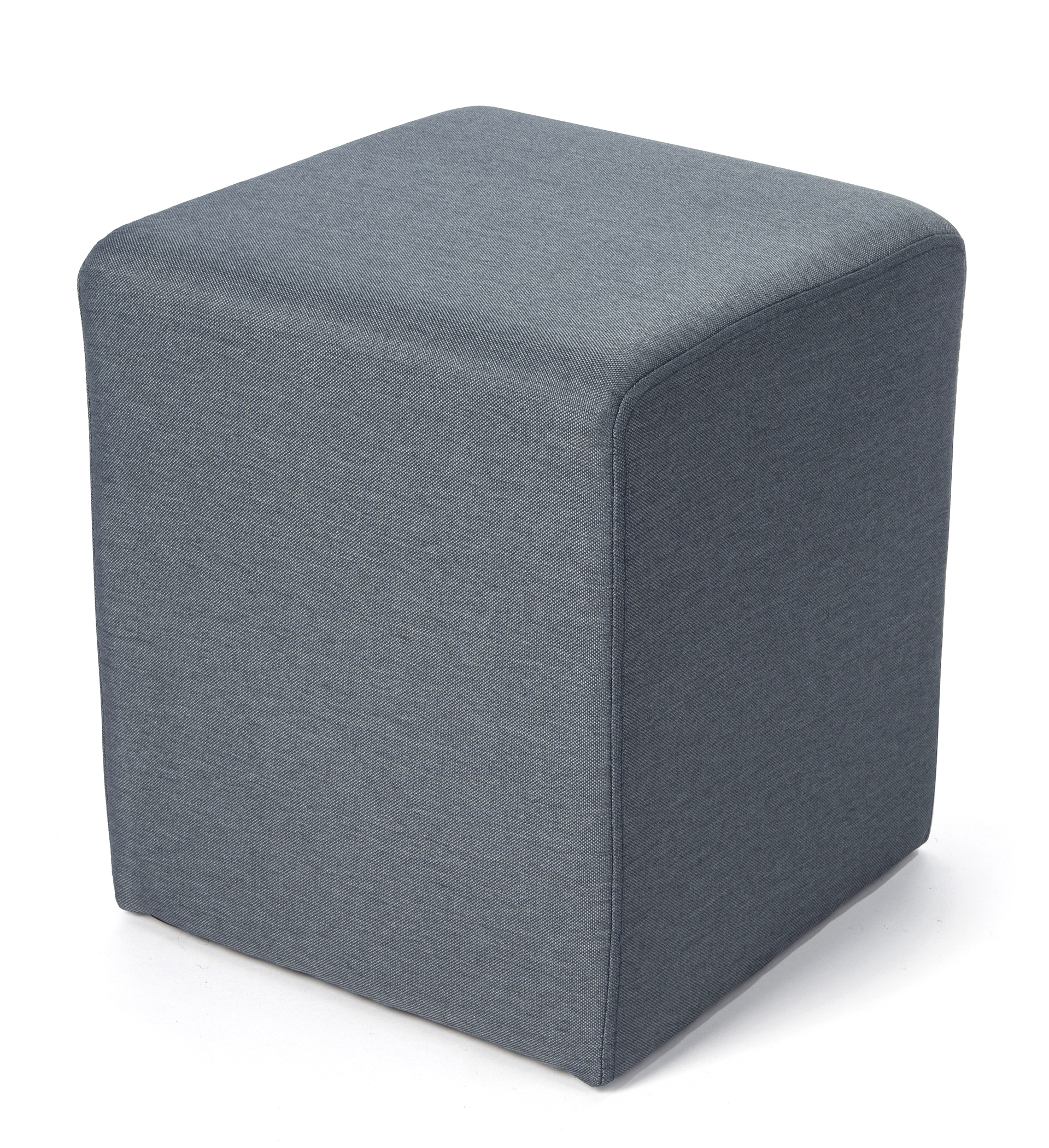 Square Ottoman Seating Cube | Textured Blue Upholstery