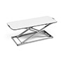 Folding sit stand laptop desk with white surface and silver frame