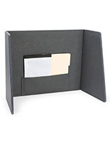 3-sided fabric desktop partition with overall height of 20 inches