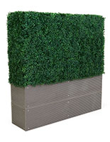 Artificial boxwood hedge with planter box and indoor outdoor desing