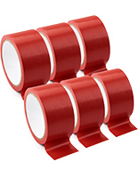 Red vinyl floor tape will adhere to any dry and clean surface