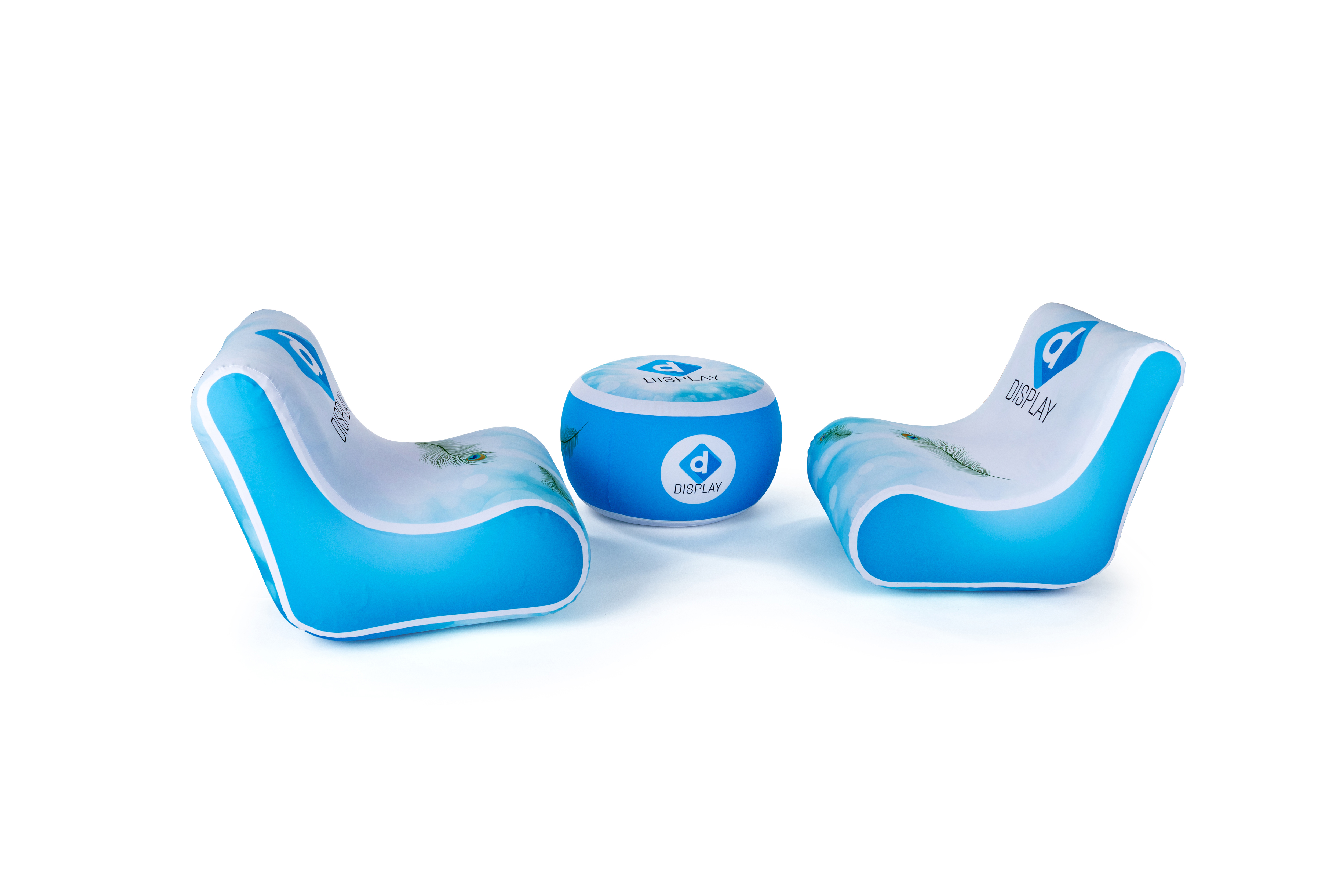 two-chair set with inflatable ottoman footrest