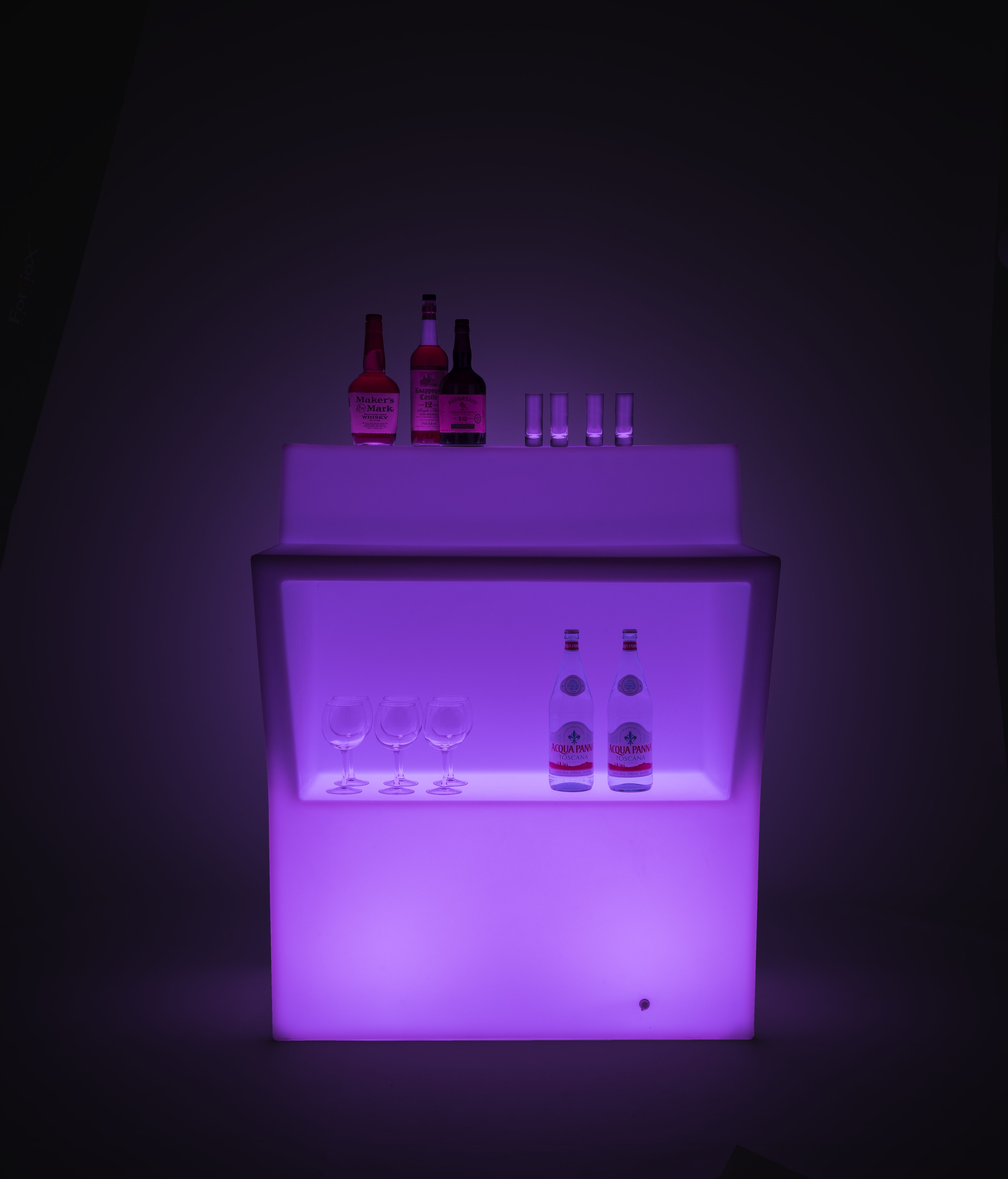 43.25"h Straight Bar w/ LED Lighting, 16 Color Options, Rechargeable Battery - White - Image 3
