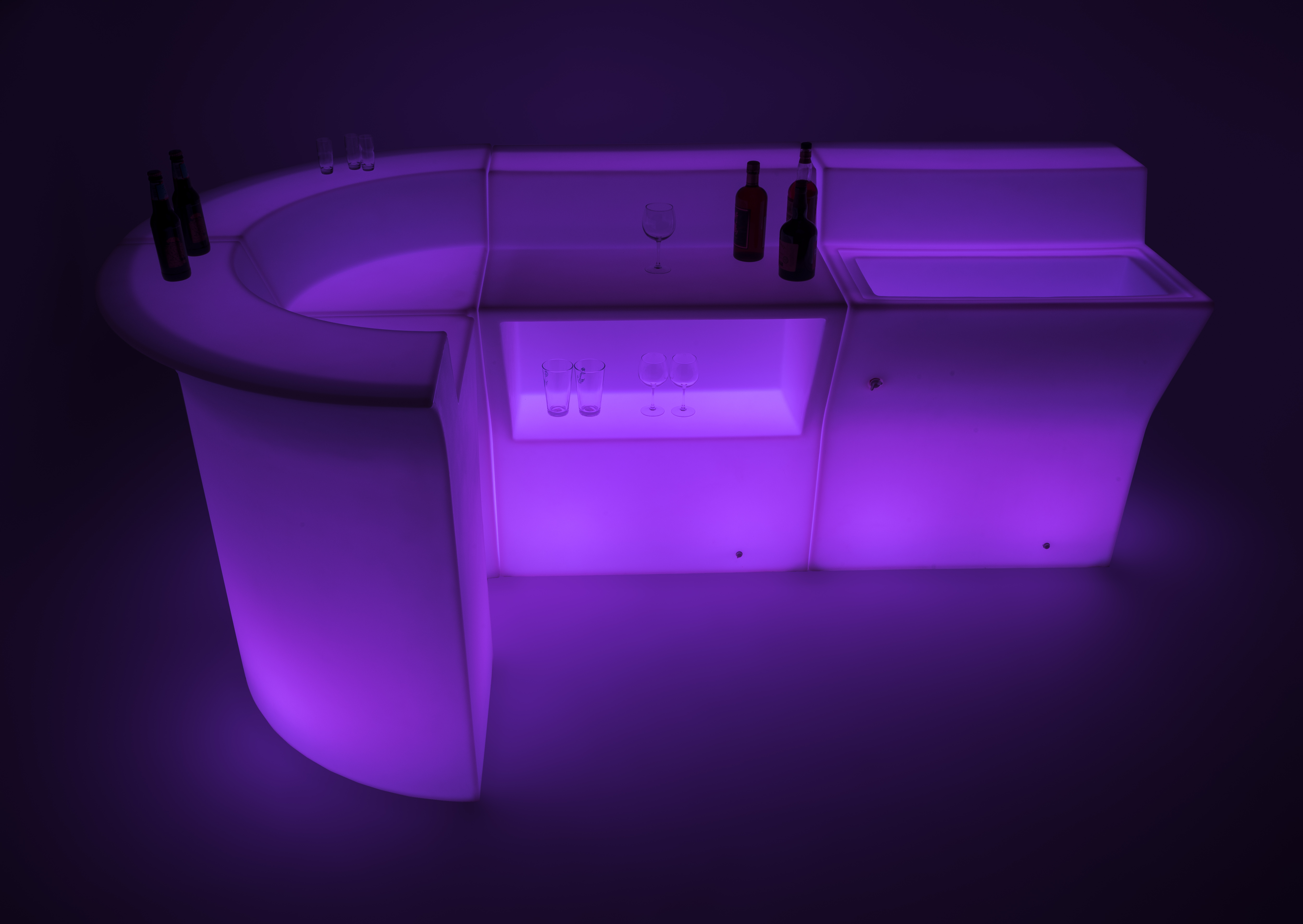 43.25"h Straight Bar w/ LED Lighting, 16 Color Options, Rechargeable Battery - White - Image 4