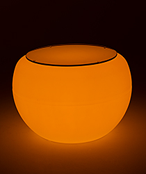 LED round coffee table with orange illumination