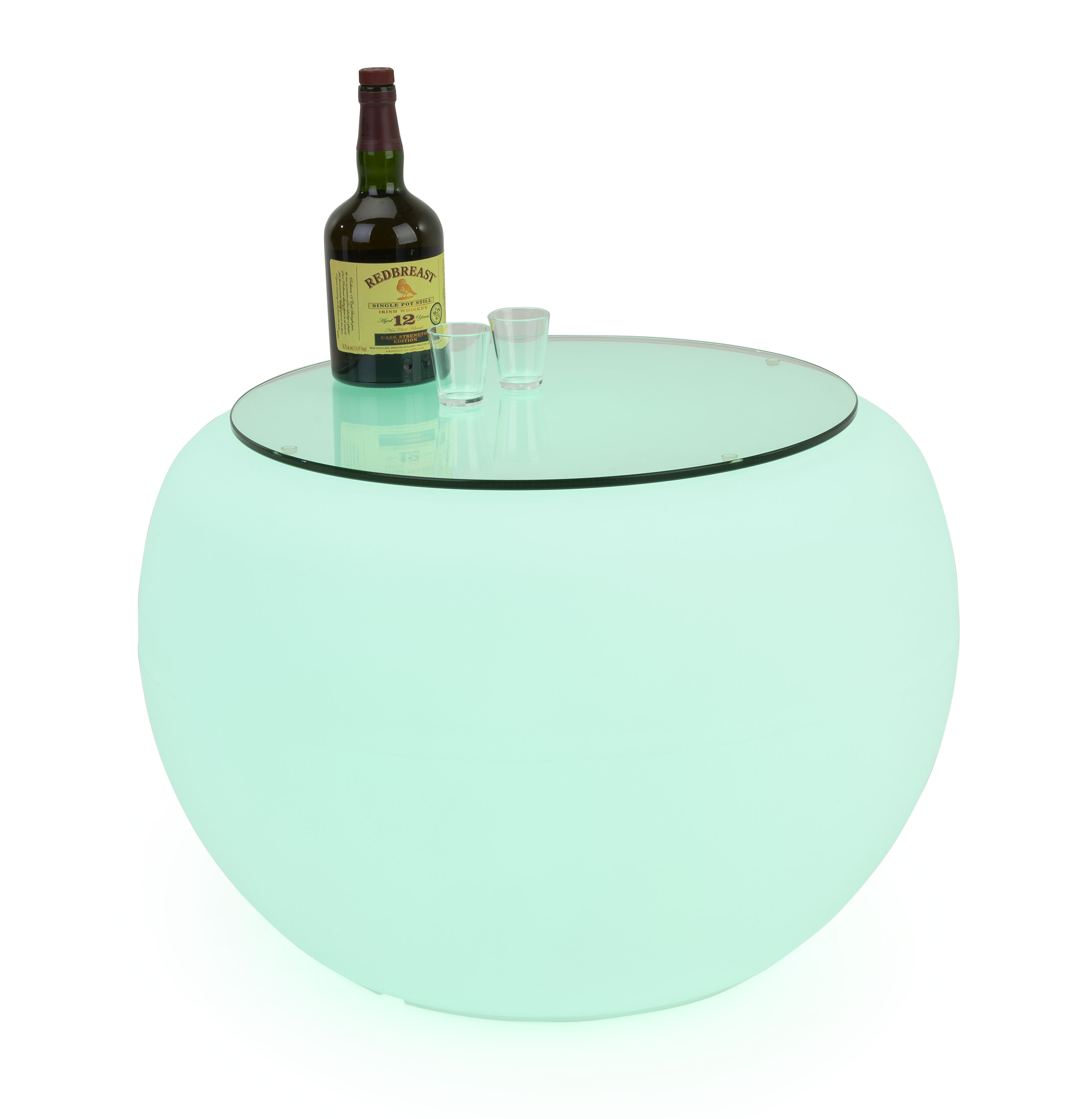 26" Round LED Coffee Table, 16 Color Options, Rechargeable Battery - White - Image 2