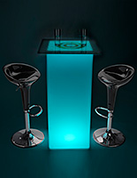 Branded LED highboy table set with built-in rechargeable battery