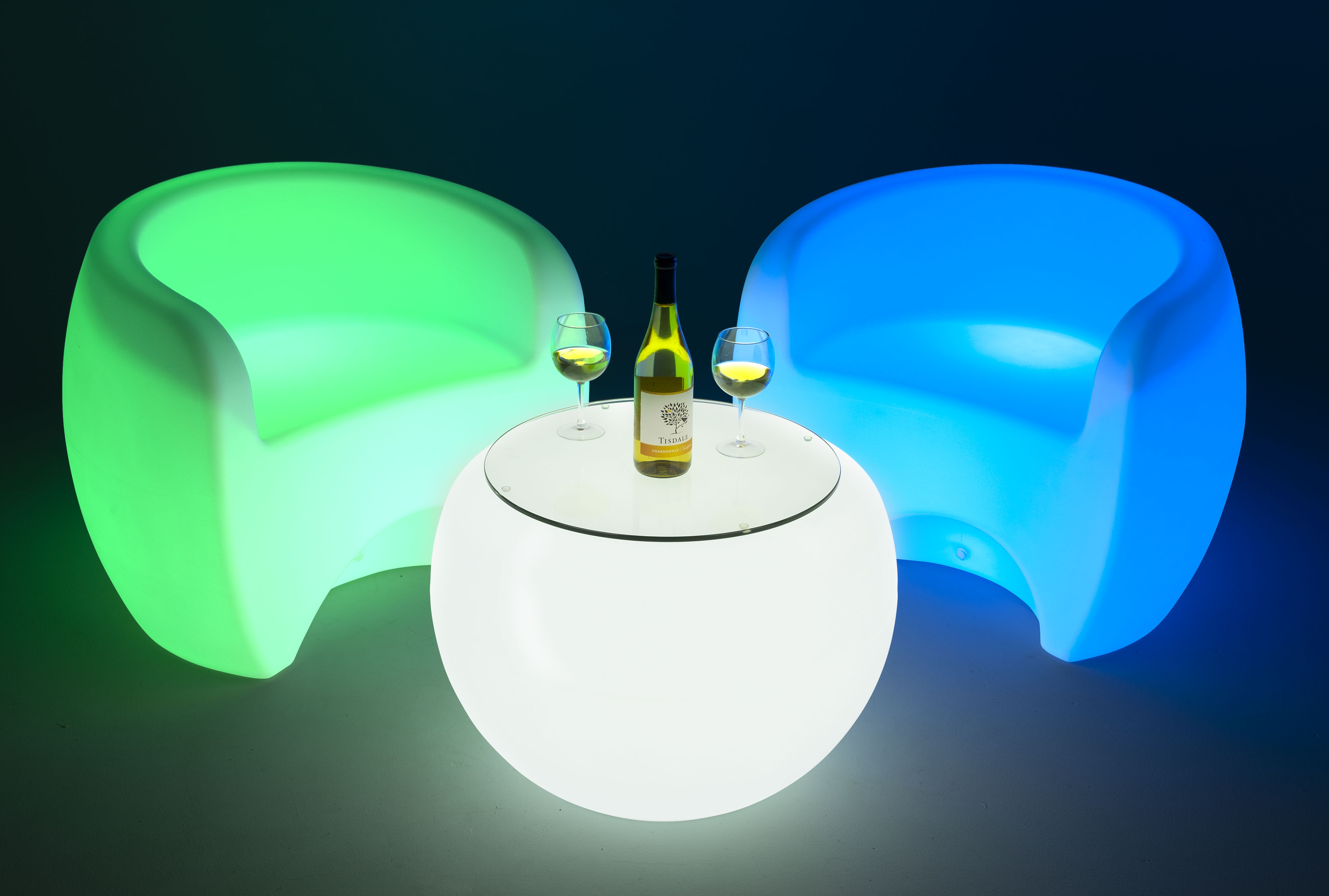 26" Round LED Coffee Table, 16 Color Options, Rechargeable Battery - White - Image 3
