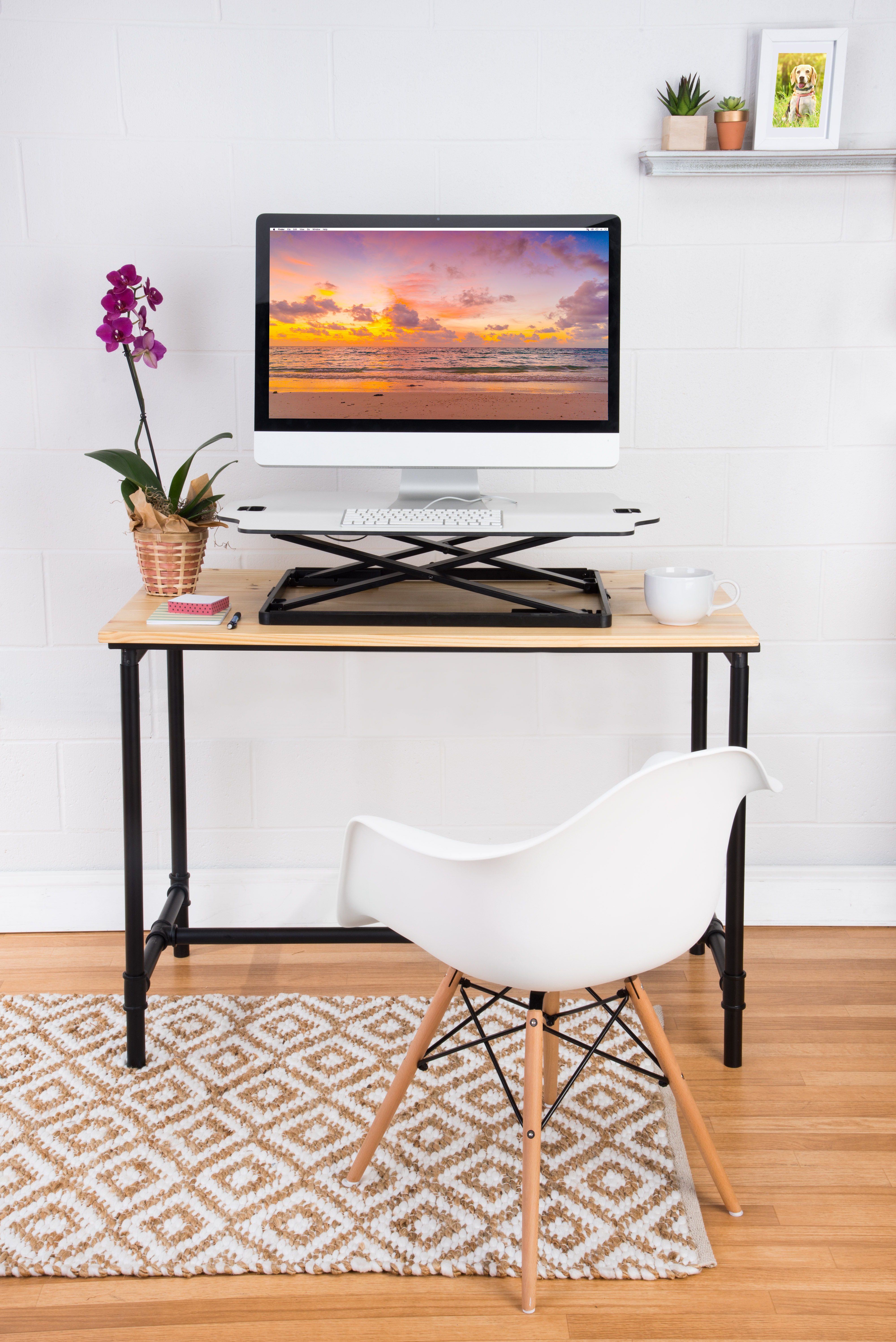 Foldable Desktop Riser | White w/ Steel Frame | Displays2Go