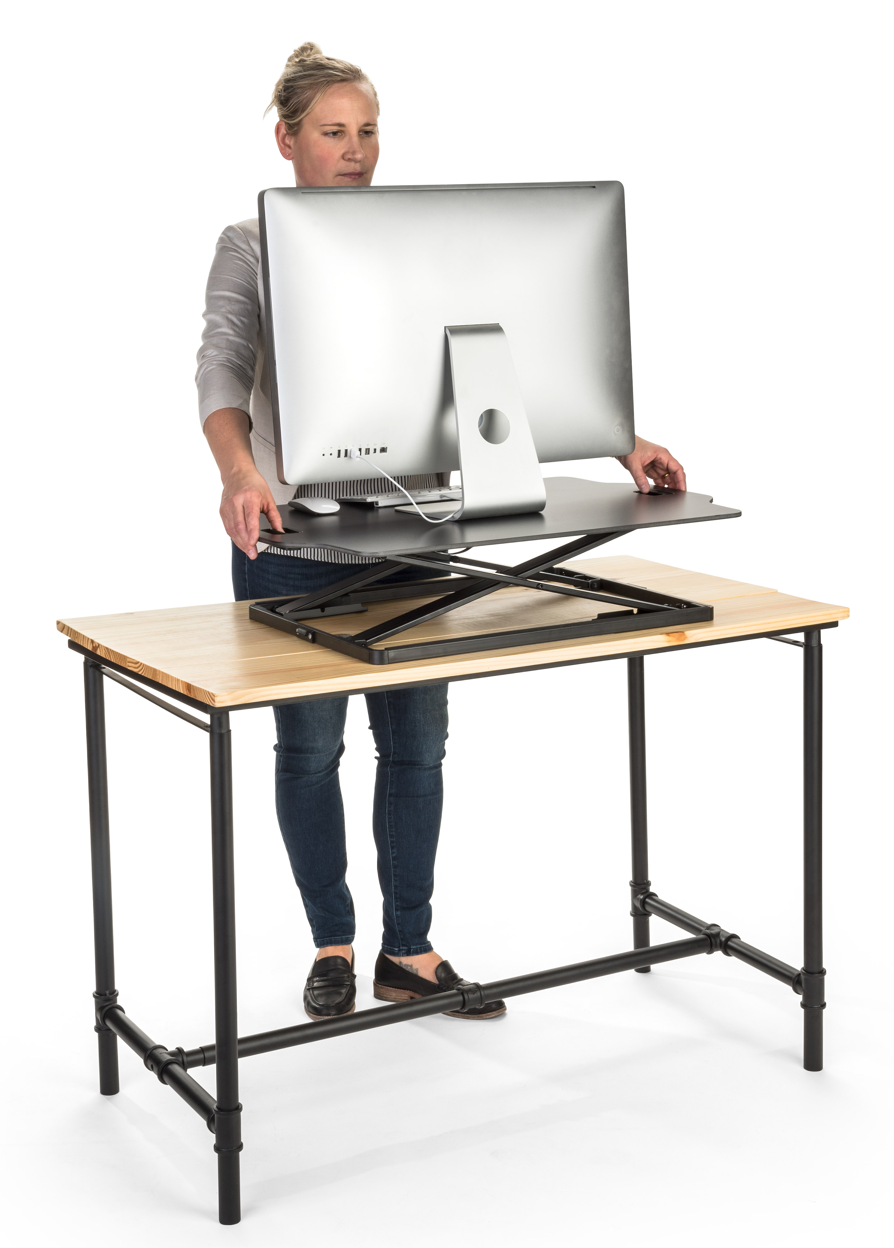 Fold-In Standing Workstation Riser | 22 lb Weight Capacity | Displays2Go